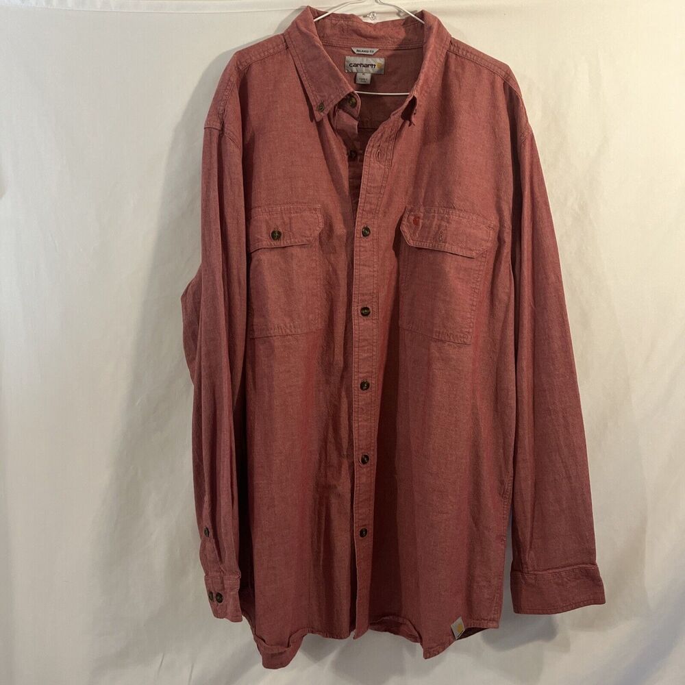 carhartt long sleeve button shirt Relaxed Fit Red Men’s XL